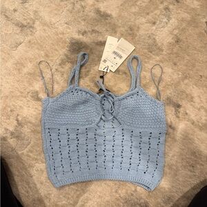 ZARA Blue Crochet Women's Top